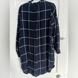 Lucky Brand Navy and White Plaid Shirt Dress